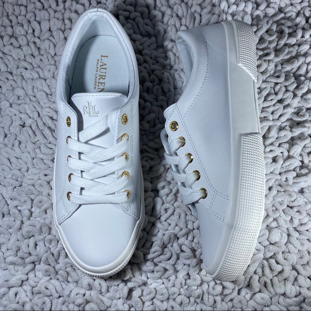 Lauren Ralph Lauren Jolie White Leather Sneakers